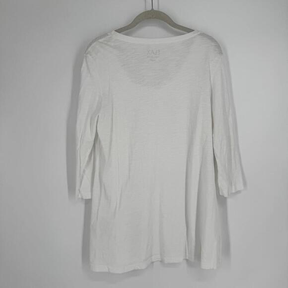 Flax top shirt small S white cotton 3/4 sleeve minimalist coastal beachy work - Picture 6 of 6